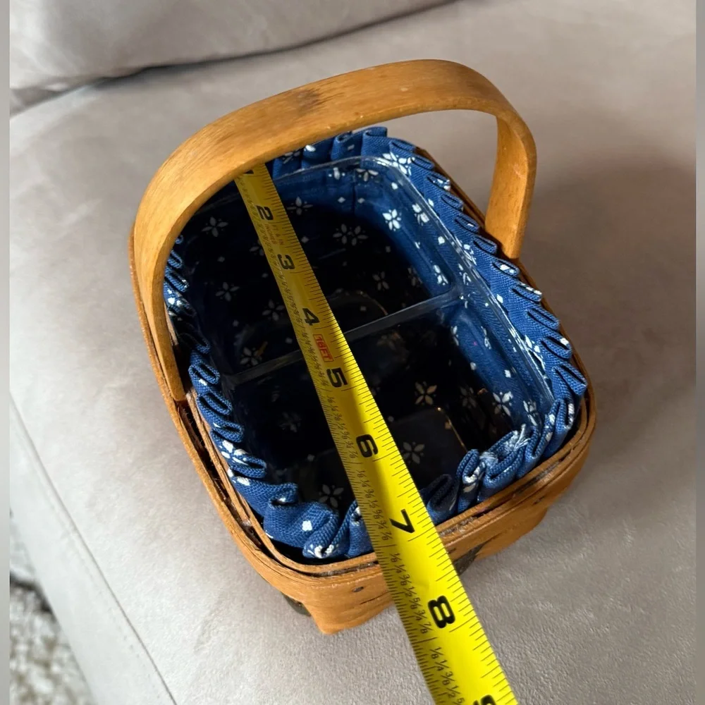 Longaberger Wooden Basket Blue Lining and Original Plastic Liner